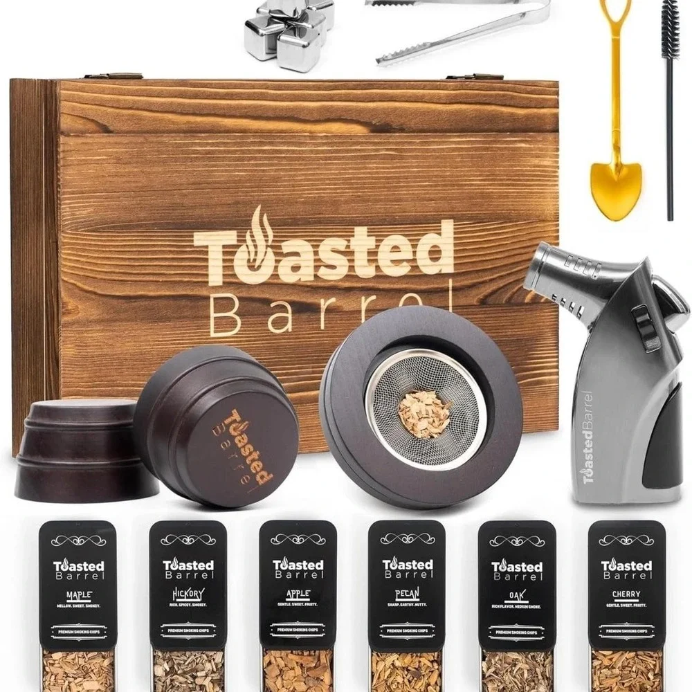 Toasted Barrel Premium Cocktail Smoker Kit Whiskey Bourbon Wood Chips Brown